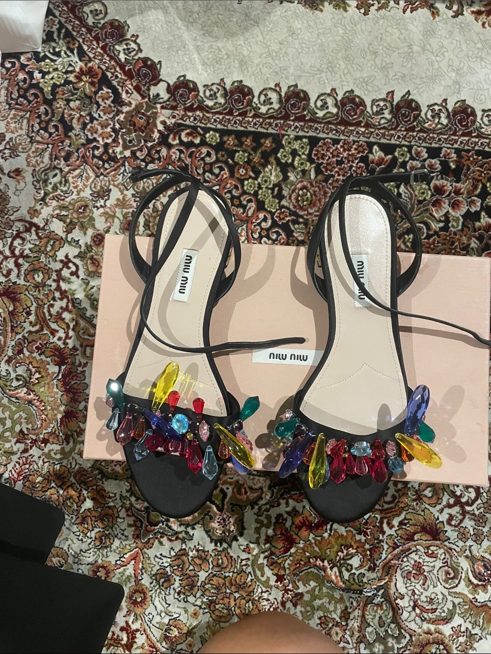 Miu Miu Black Slingback Heels with Multicolor Crystal Embellishments!Final sale! - Picture 2 of 4